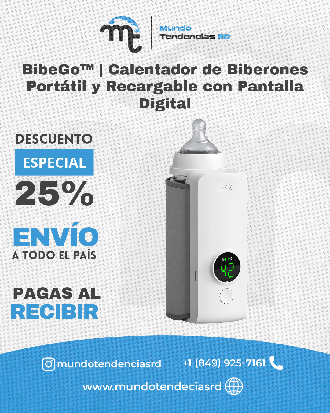 BibeGo™ | Calentador de Biberones Portátil y Recargable con Pantalla Digital