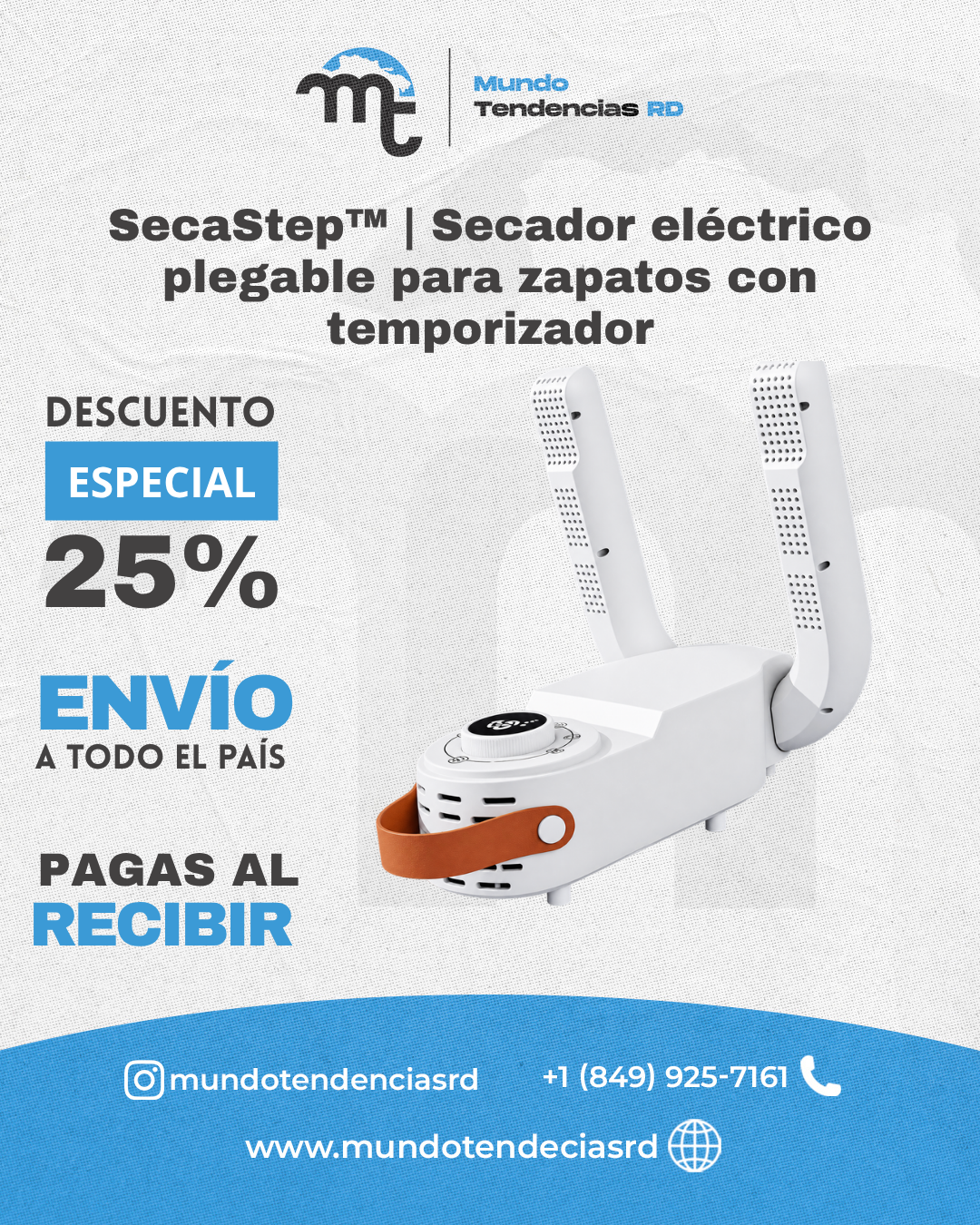 SecaStep™ | Secador eléctrico plegable para zapatos con temporizador
