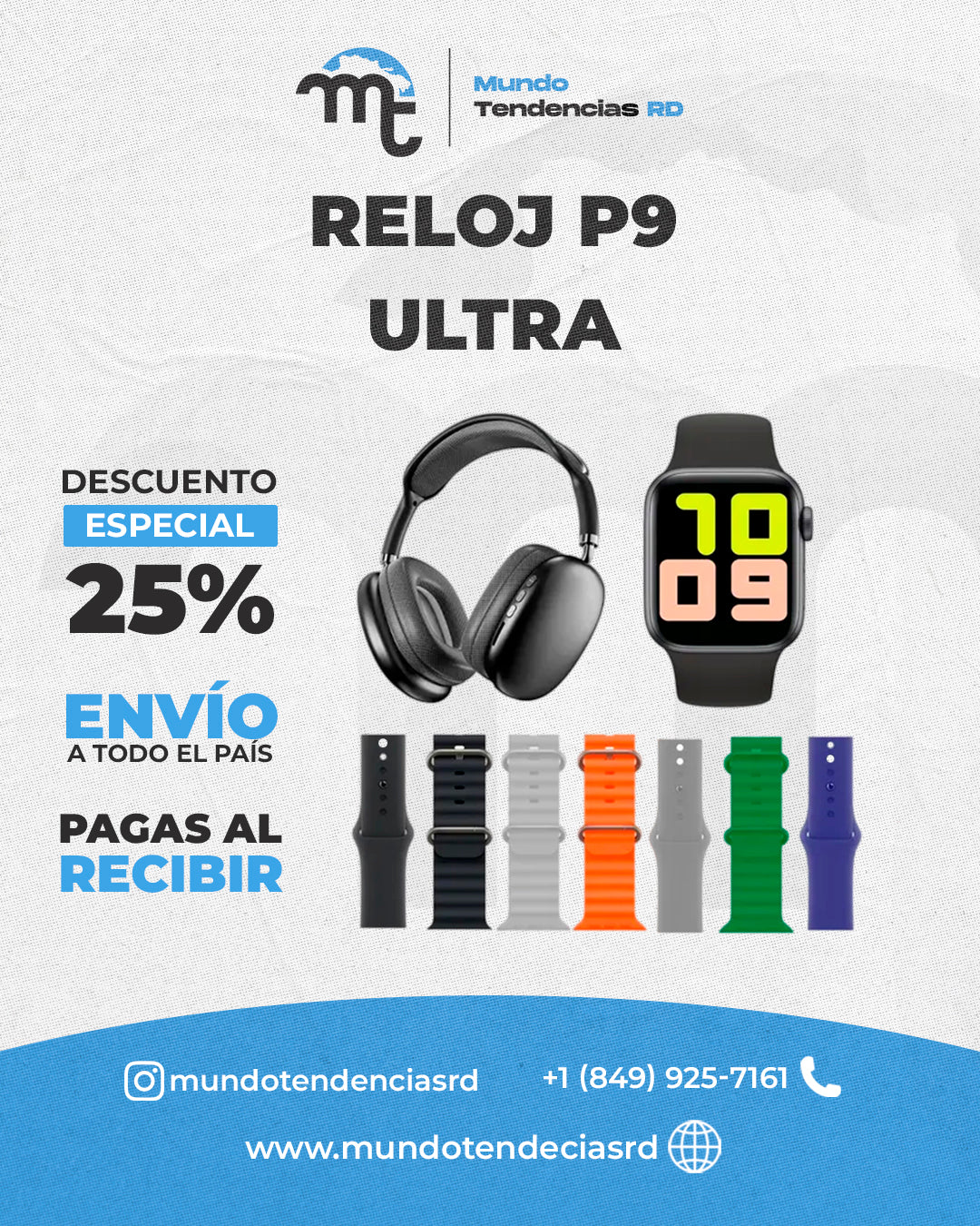 ¡Ultra Smartwatch de 7 Correas + Headphones PRO P9 Ultra 3™ | Calidad Premium | Compatible con IOS & ANDROID