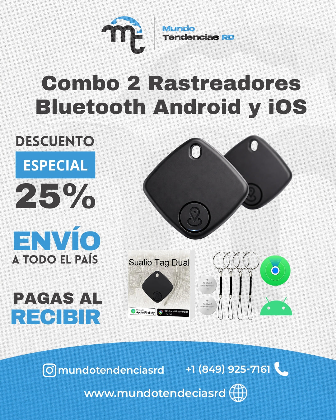 Combo 2 Localizadores GPS Android y iOS | Encuentra tus objetos en segundos con tecnología inteligente
