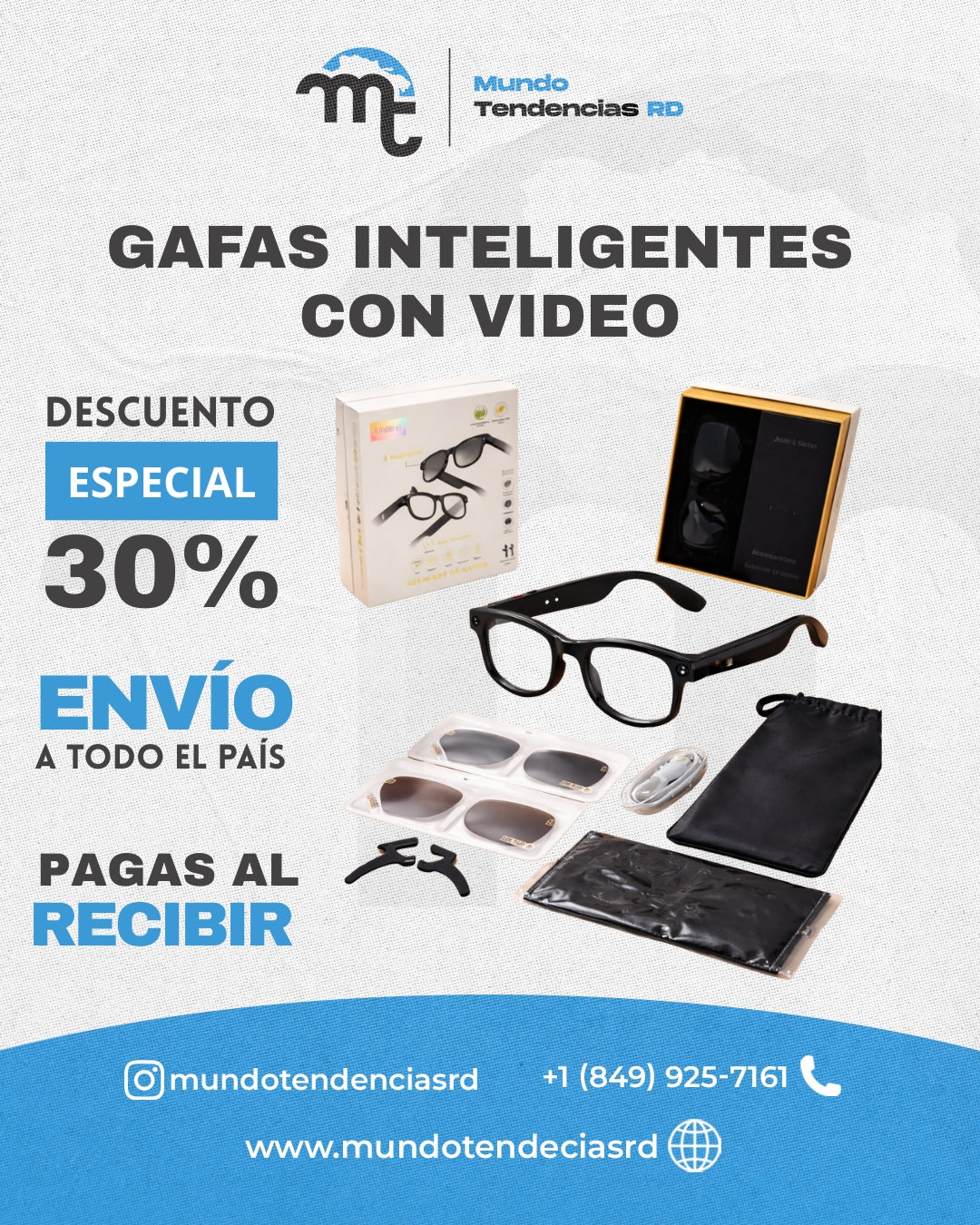 Gafas Inteligentes con Cámara HD y Control por Voz | Traduce, Graba y Escucha sin Usar el Celular