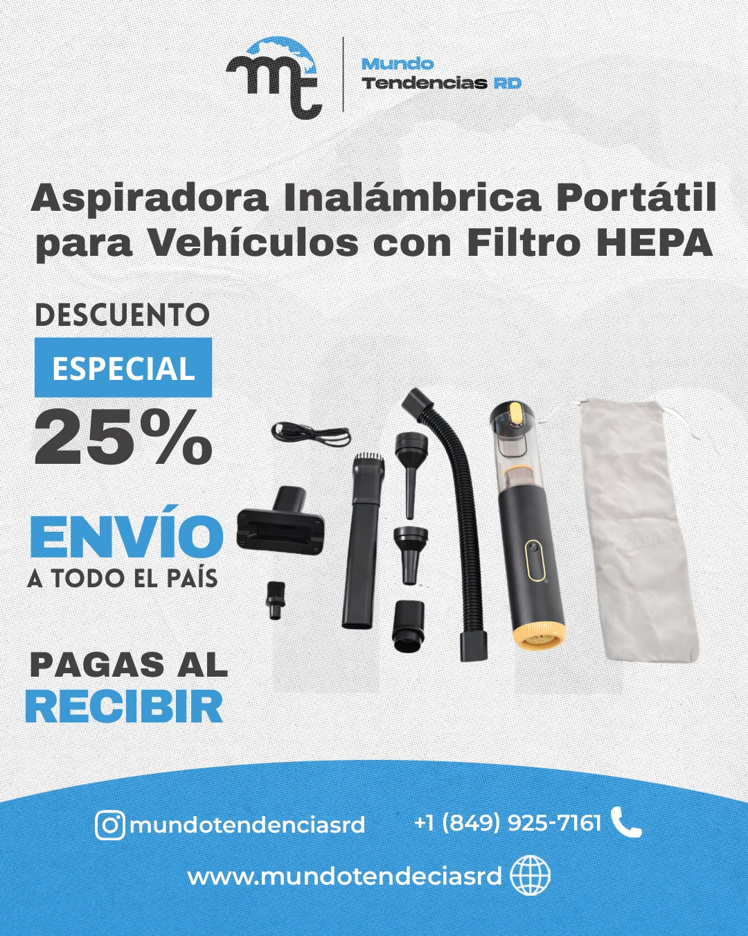 Aspiradora y Sopladora Inalámbrica, Portátil y Recargable para Vehículos/Hogar/Oficina con Filtro HEPA