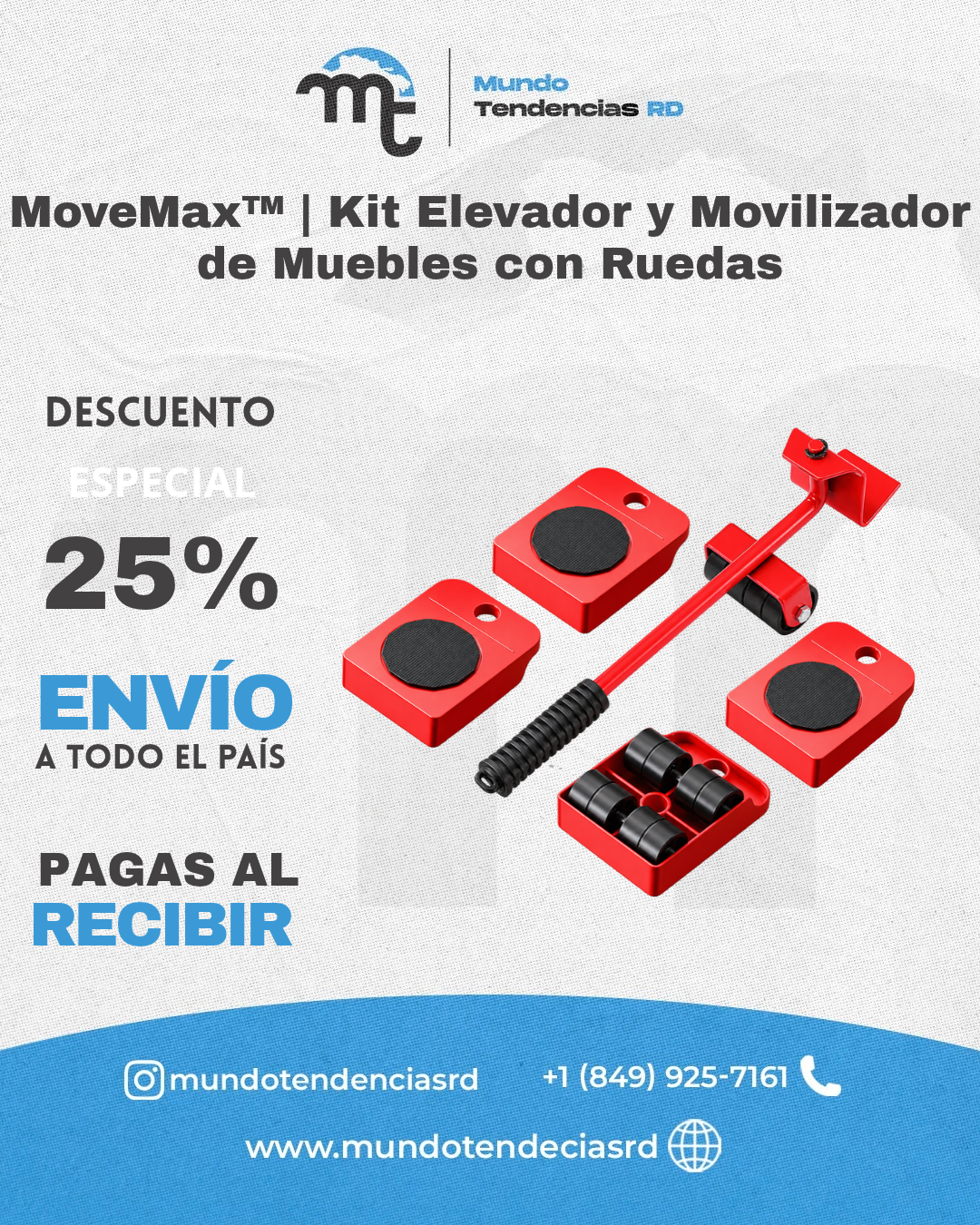 MoveMax™ | Kit Elevador y Movilizador de Muebles con Ruedas