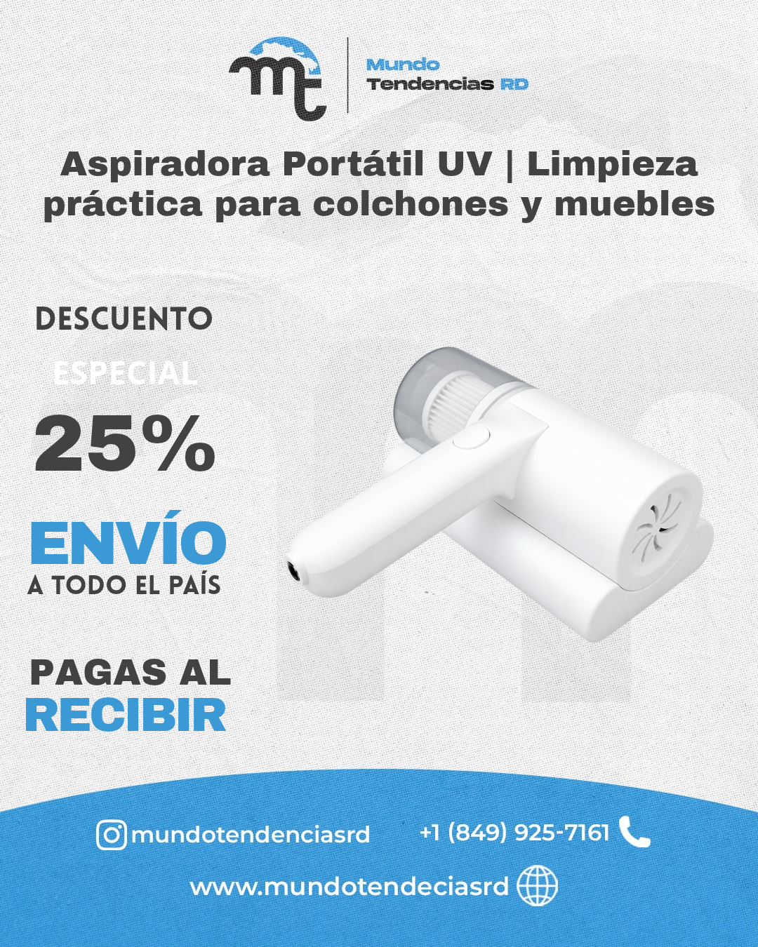 Aspiradora Portátil UV | Limpieza práctica para colchones y muebles