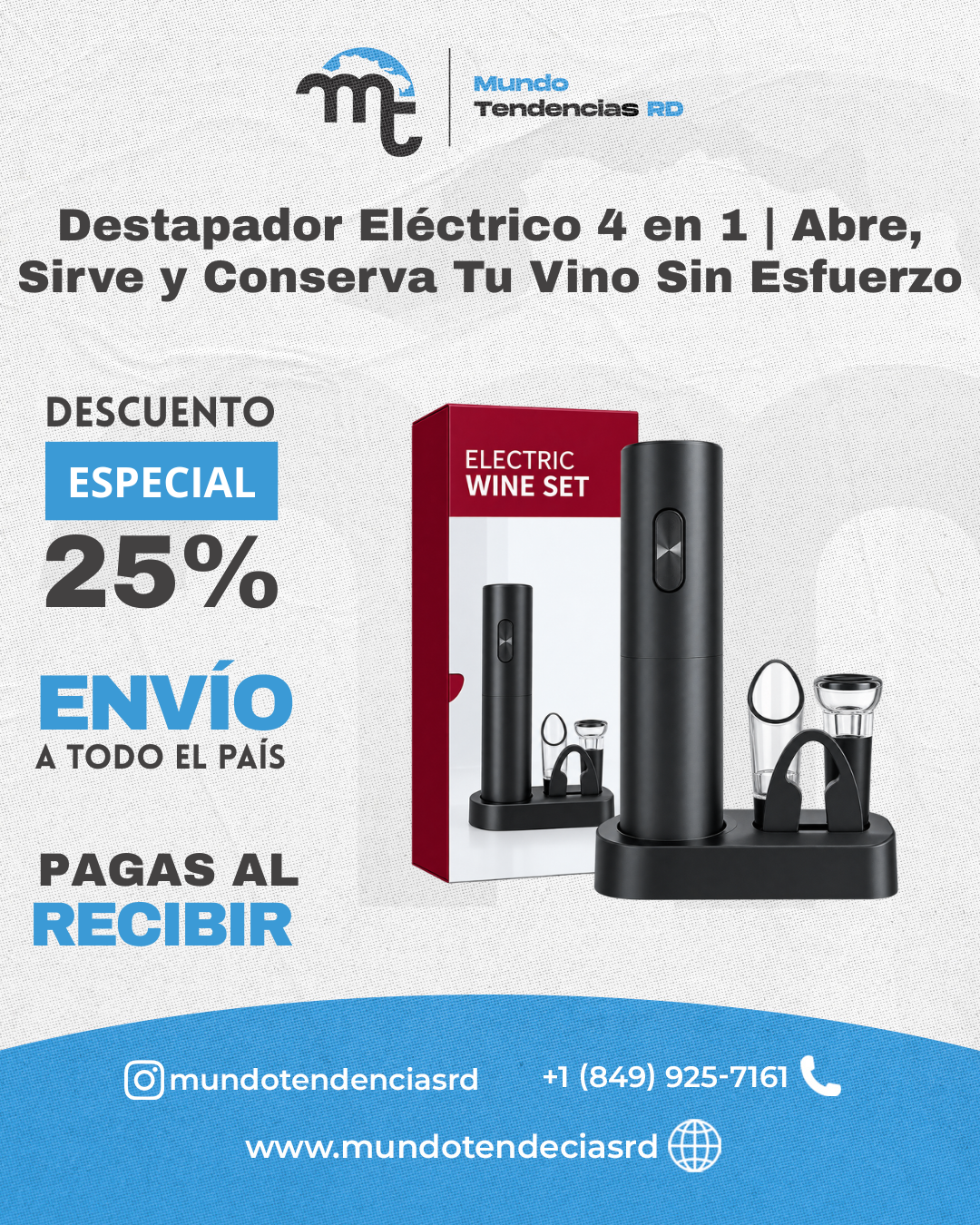Destapador Eléctrico 4 en 1™ | Abre, Sirve y Conserva Tu Vino Sin Esfuerzo