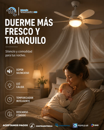 Abanico de Techo LED 2 en 1 con Control Remoto | Ventilador + Lámpara, 3 Velocidades y Luz Regulable