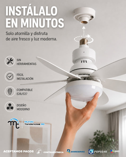 Abanico de Techo LED 2 en 1 con Control Remoto | Ventilador + Lámpara, 3 Velocidades y Luz Regulable