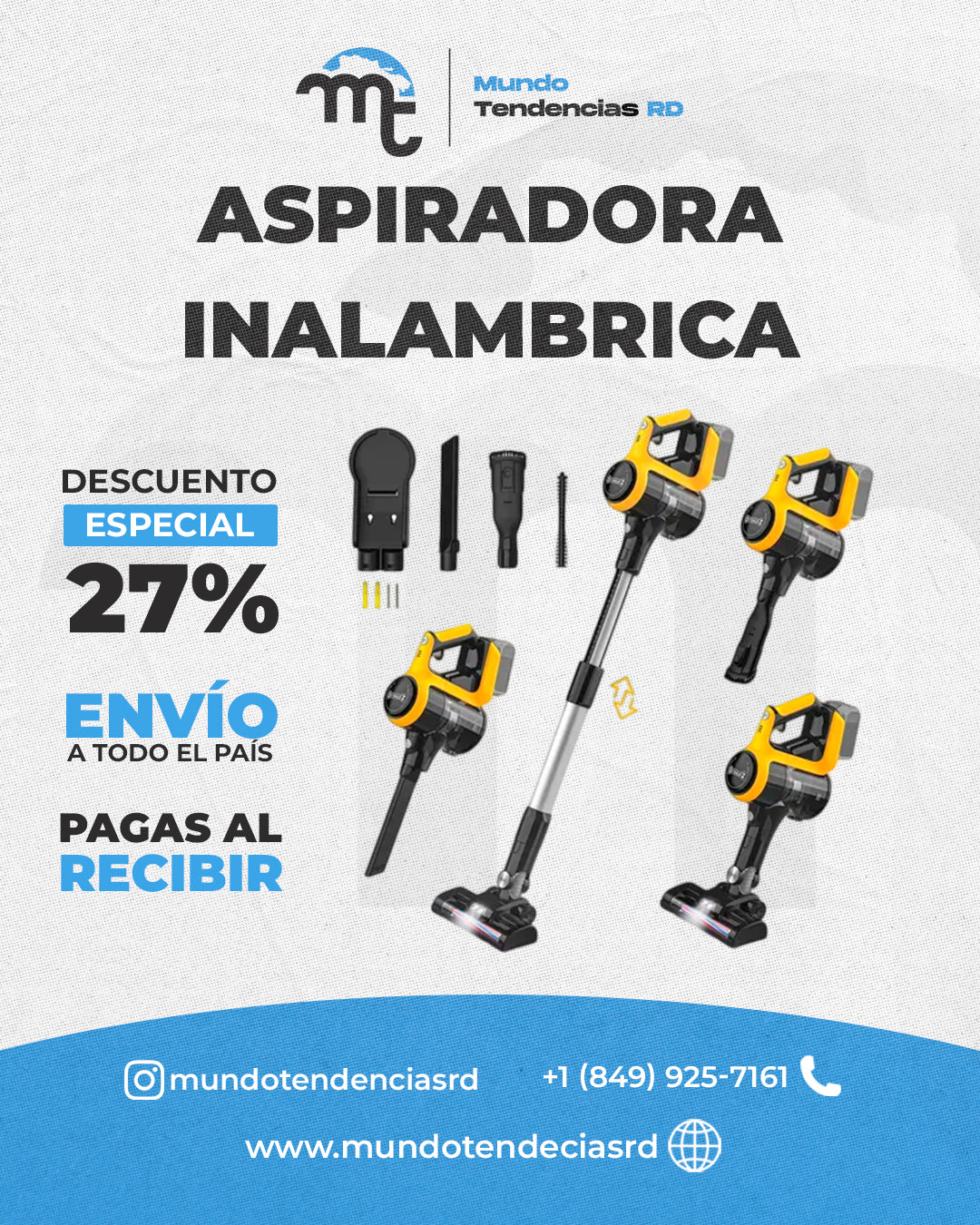 Aspiradora Inalamabrica CleanPro™ | ¡Limpieza sin límites! Aspiradora Inalámbrica de 2 Baterías 18V