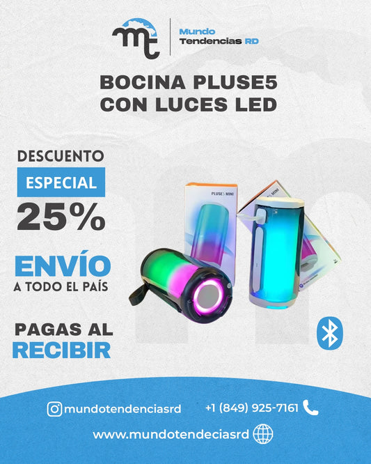 Bocina Inalámbrica PLUSE5 | Sonido Explosivo + Luces LED de Fiesta  ¡Convierte tu Casa en la Discoteca que Todos Quieren!