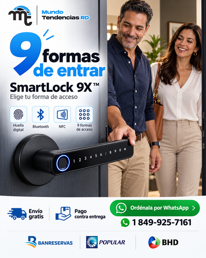SmartLock 9X™ | Cerradura Inteligente con Huella, Bluetooth, NFC y 9 Formas de Acceso