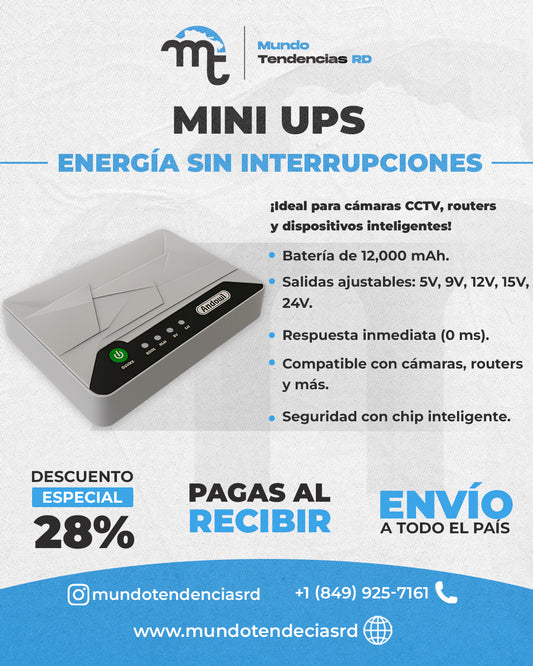 Mini UPS DC PowerGuard™ Multi Dipositivos | 12,000 mAh | ¡No te quedes sin Internet cuando la Luz se va!
