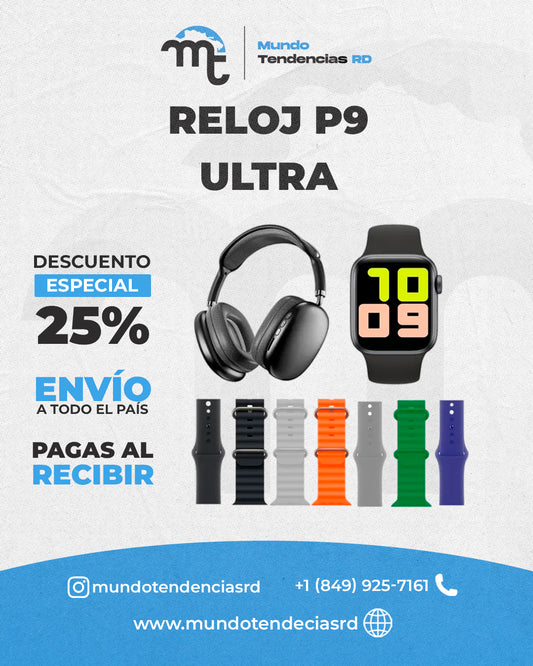 ¡Ultra Smartwatch de 7 Correas + Headphones PRO P9 Ultra 3™ | Calidad Premium | Compatible con IOS & ANDROID