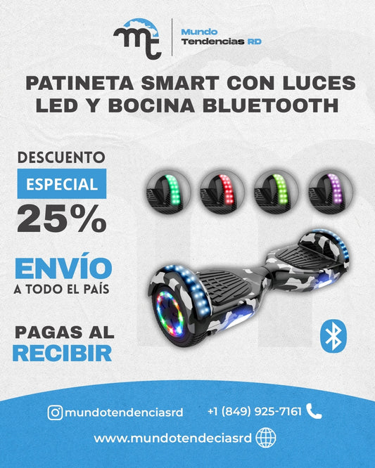 Patineta Smart con Luces LED y Altavoces Bluetooth SmartWheel™ | Brilla mientras ruedas