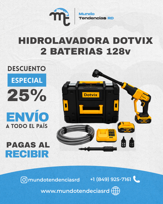 Hidrolavadora Portátil Dotvix con 2 Baterias 128v | Olvidate de Gastar dinero en CarWash y deja de maltratarte lavando con cubetas