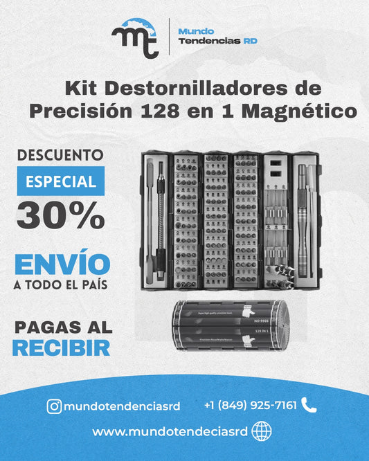 Kit Destornilladores de Precisión 128 en 1 Magnético |  Ideal para PC, Celulares y Reparaciones Electrónicas