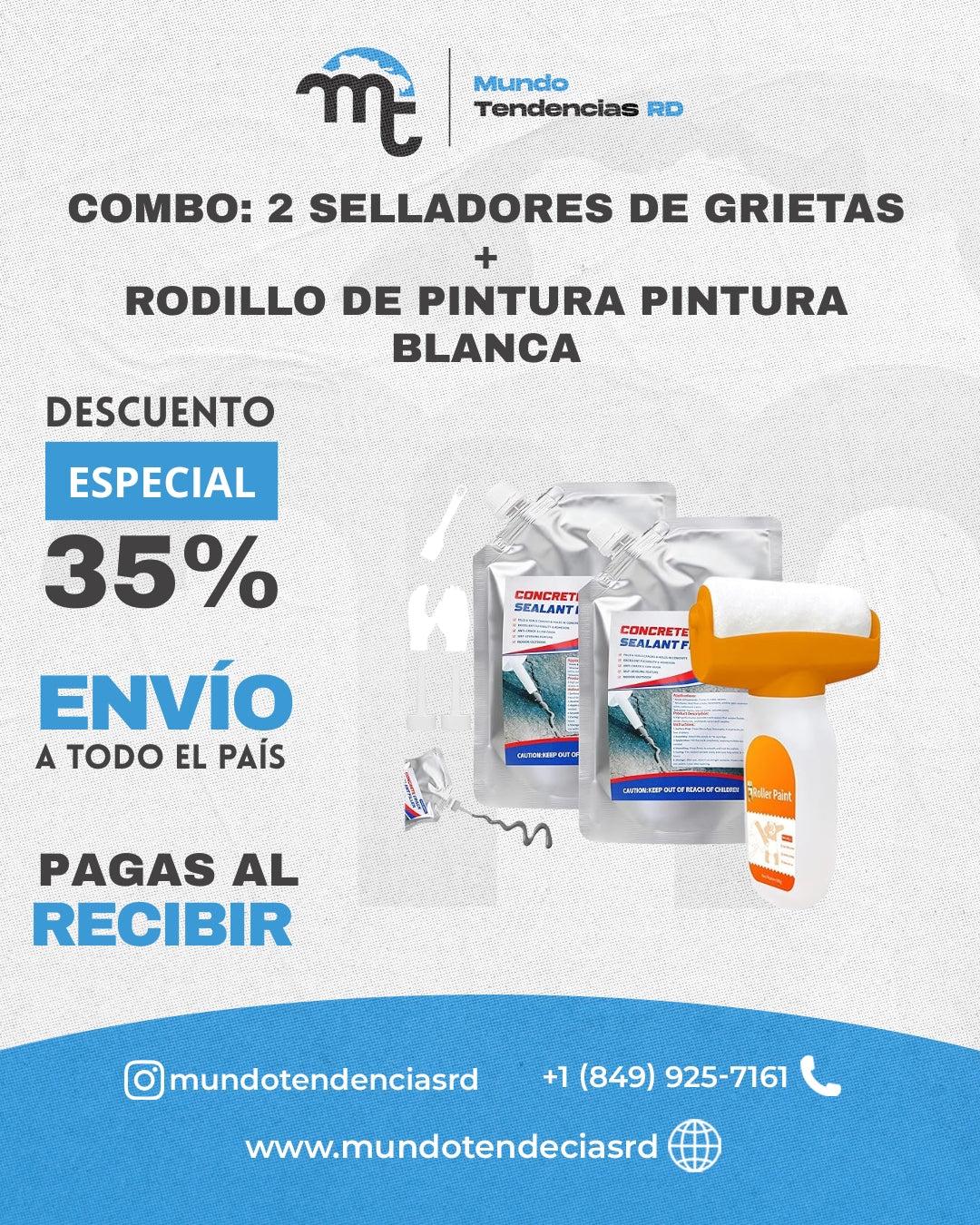 COMBO: 2 Selladores de Grietas+ Rodillo de pintura Fácil |  Resultados profesionales sin pagar un profesional
