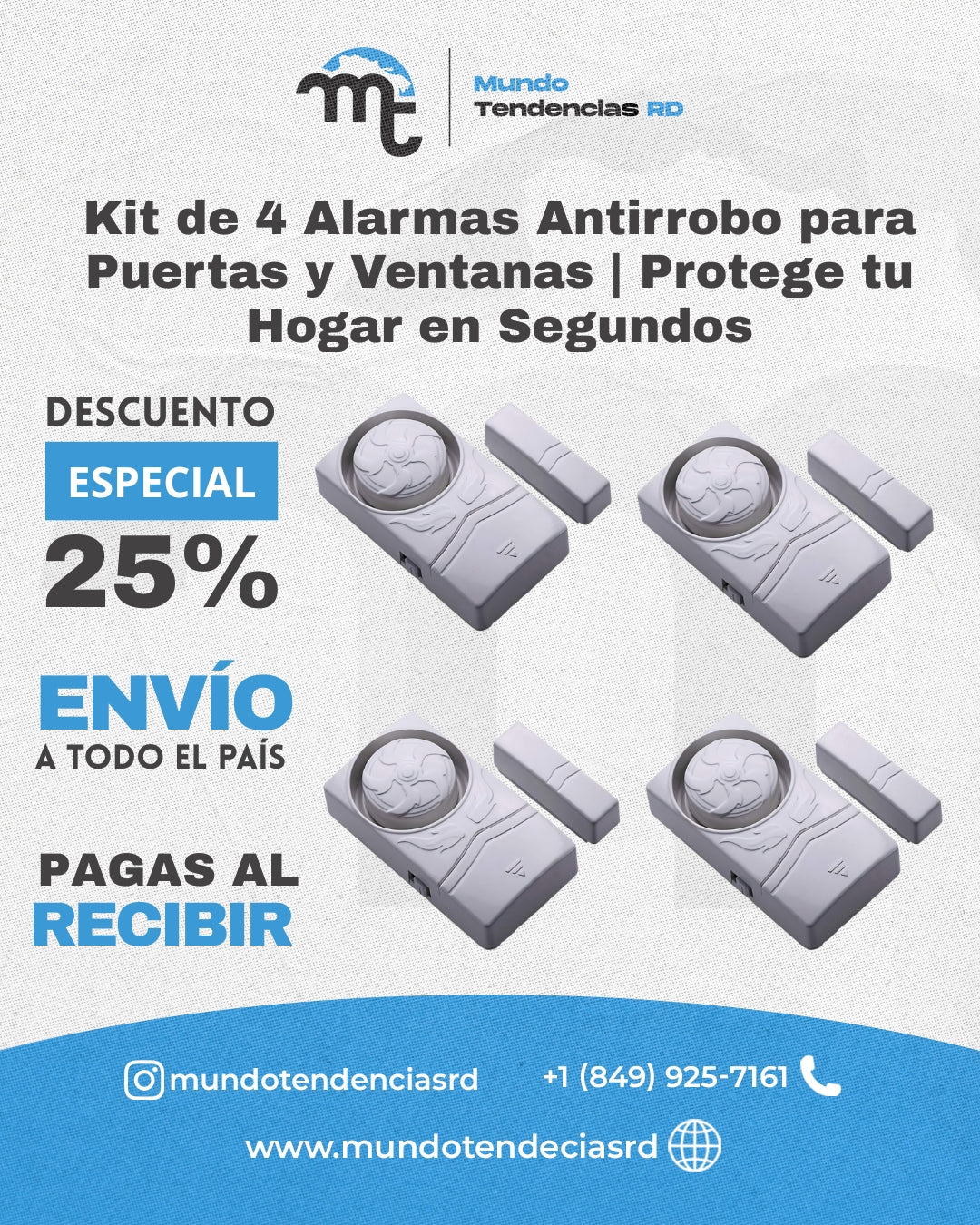 Tu hogar protegido en Segundos | Kit de 4 Alarmas Antirrobo para Puertas y Ventanas