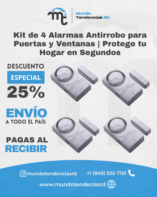 Tu hogar protegido en Segundos | Kit de 4 Alarmas Antirrobo para Puertas y Ventanas
