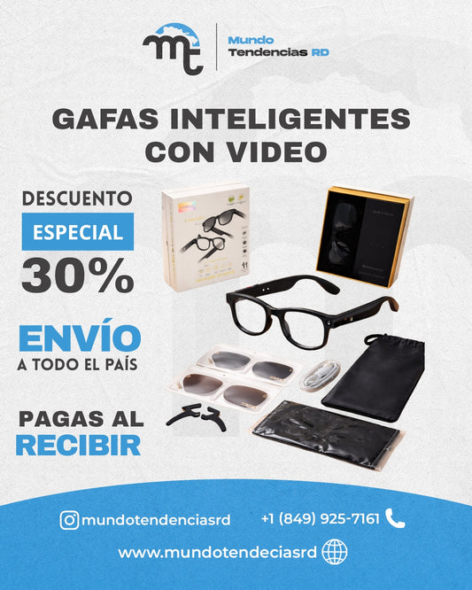 Gafas Inteligentes con Cámara HD y Control por Voz | Traduce, Graba y Escucha sin Usar el Celular
