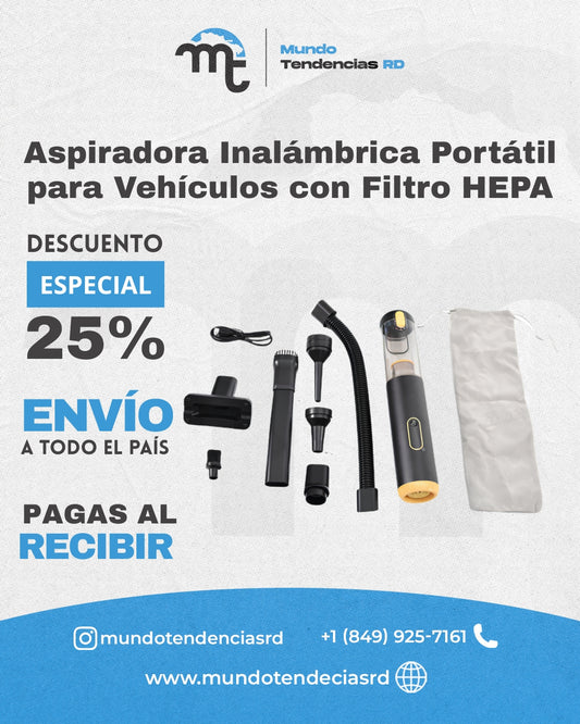 Aspiradora y Sopladora Inalámbrica, Portátil y Recargable para Vehículos/Hogar/Oficina con Filtro HEPA
