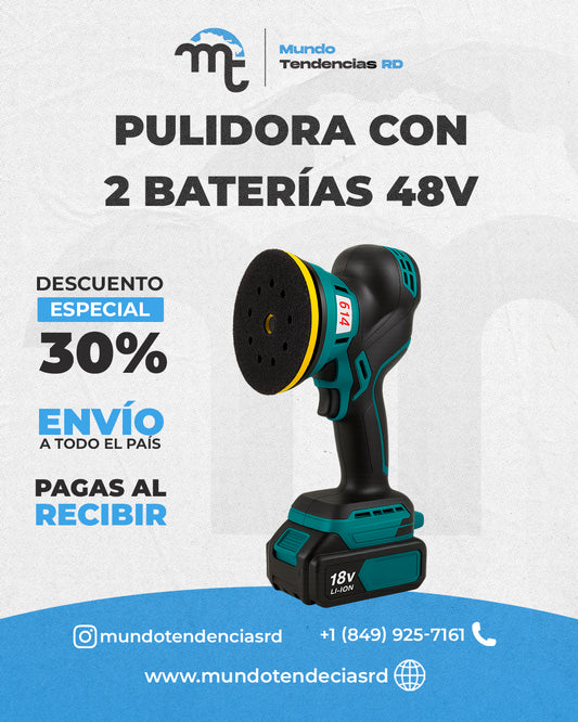Pulidora para Vehiculos 48V AutoShine™ | ¡Devuélvele el brillo a tu carro! Pulidora 48V Inalámbrica