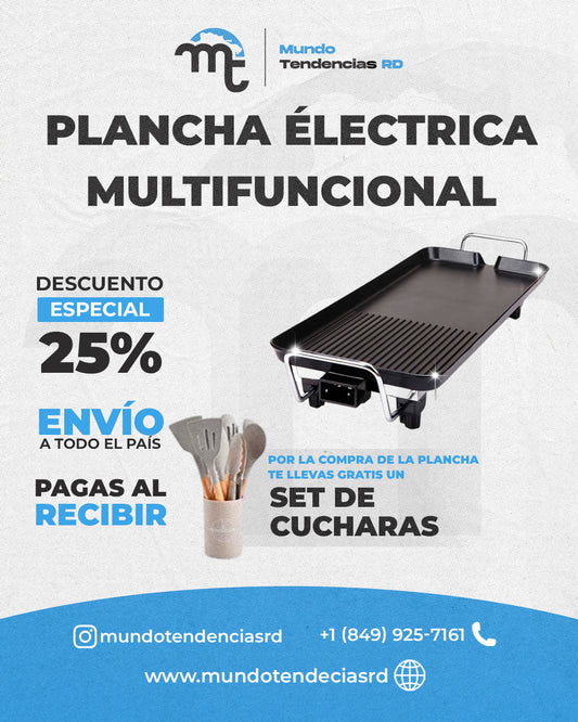 Plancha Électrica Multifuncional + Set de Cucharas de siliconas (GRATIS) DominiHome™ | ¡Plancha 2 en 1 con REGALO incluido! Cocina y comparte sin límites