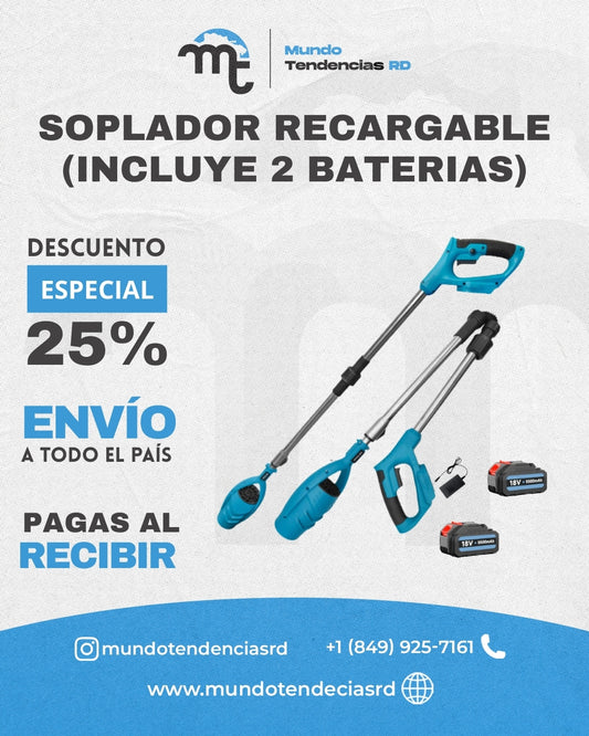 Soplador Recargable MaxBlow™ con 2 Baterías| Potencia y Libertad de Movimiento
